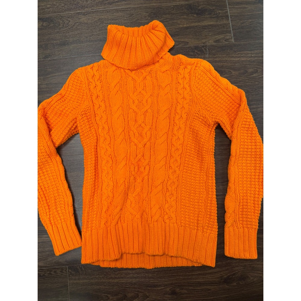 Lauren Ralph Lauren Orange Cable Knit Turtleneck Sweater Women's Medium